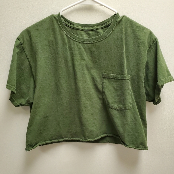 Fruit of the Loom Tops - Olive Green Crop Top